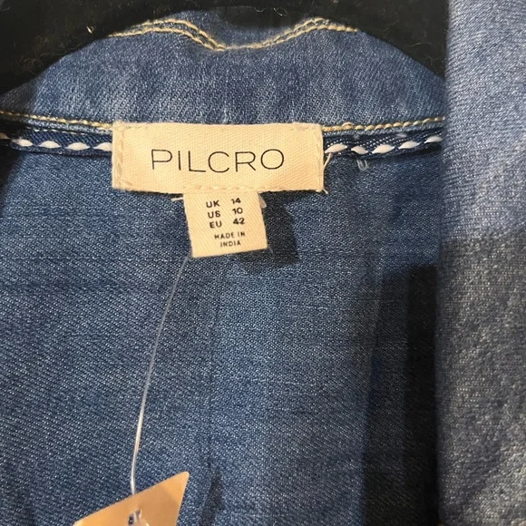 NWT Anthropologie Pilcro Short Sleeve Denim Button-Up Midi Shirt Dress - Picture 8 of 11